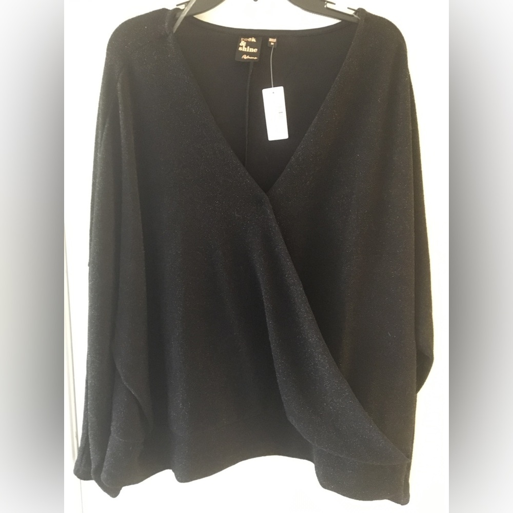 Sz 3X black glitter top new w/ tags